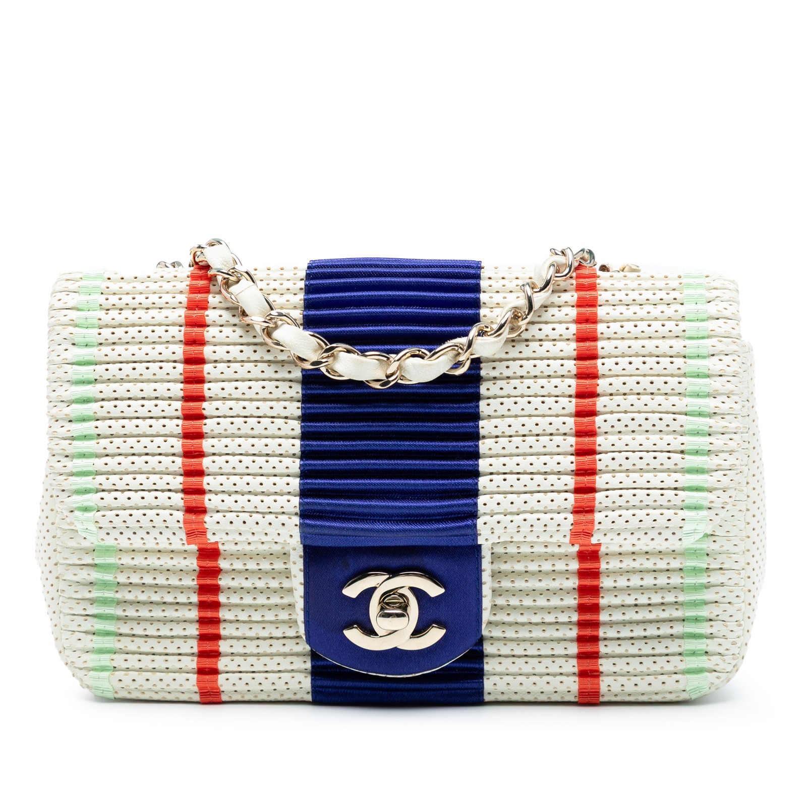 Authenticated Chanel New Mini Pleated Perforated … - image 1