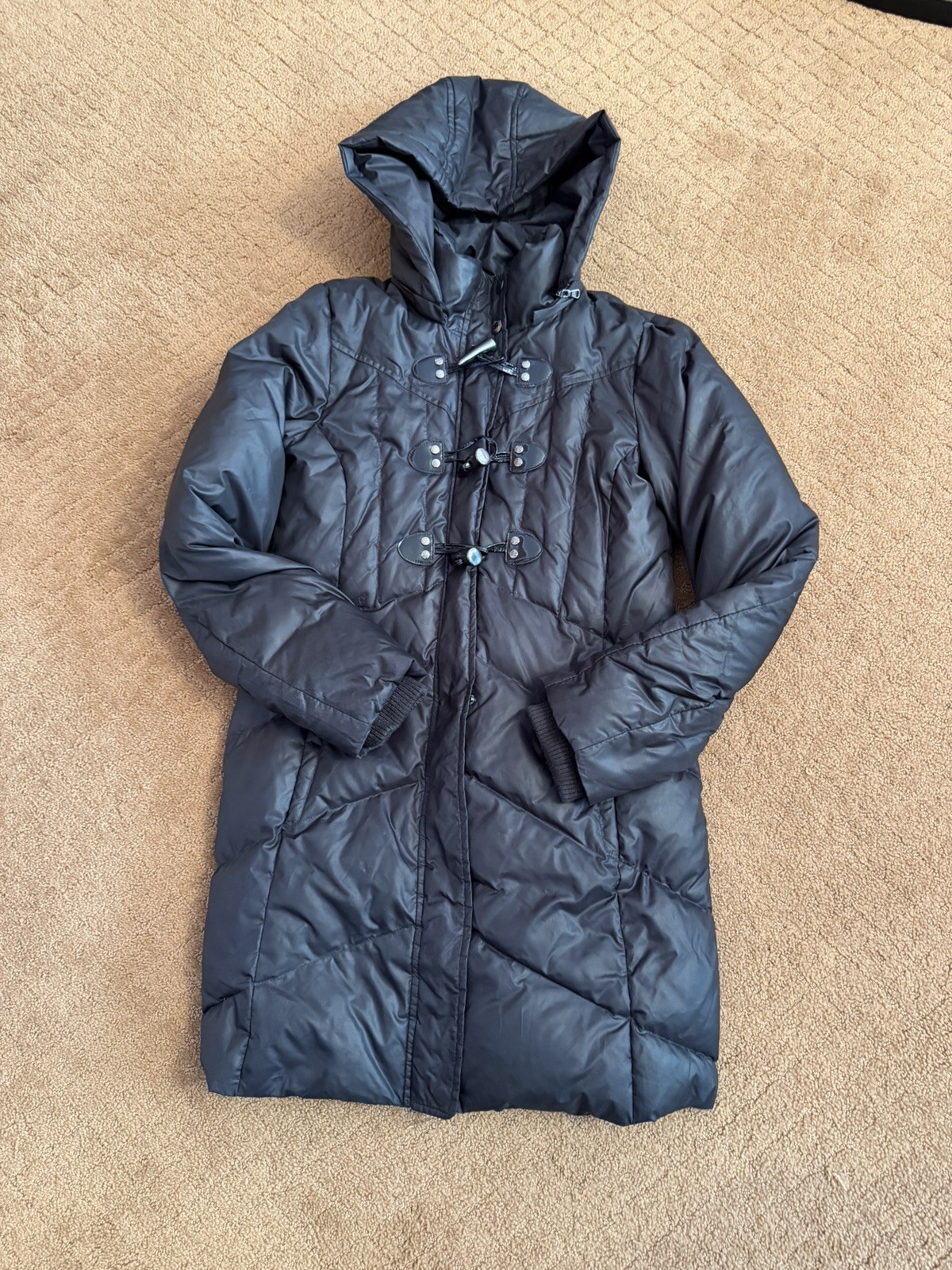Guess Women's Duck Down Puffer Jacket Coat Long Black Size Small