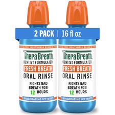 Fresh Breath Mouthwash, Icy Mint Flavor, Alcohol-Free, 16 Fl Oz Pack of 2 