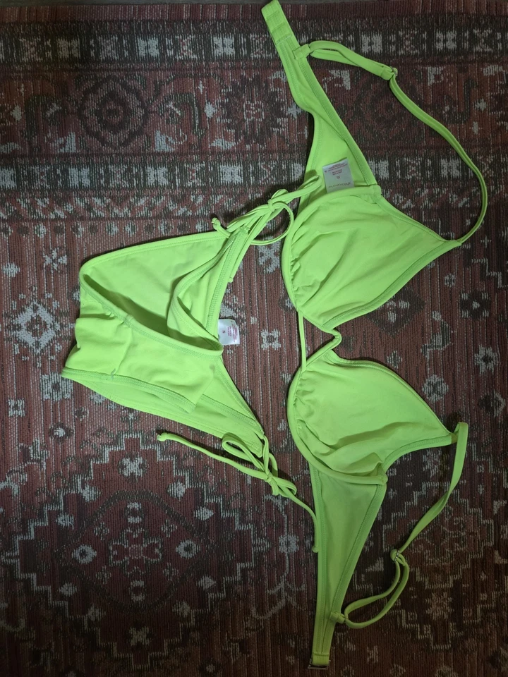 Bikini para mujer Xhilaration, top XL verde neón, parte inferior M Foto 3 de 4