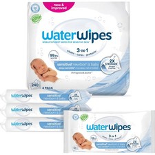 240 Count Sensitive Baby Wipes - Water-Based, Soft  Strong, Ideal for Newborns