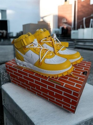 Off-White x Nike Air Force 1 Mid SP Varsity Maize Maisgelb Spikes   Neu mit Box