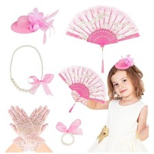 5 Pcs Girls Tea Party Supplies Tea Party Gloves Hats Girls Kids Tea Party pack