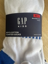 Gap Kids Boys Cotton Quarter Socks 8 Pack Size M/L Shoe Size 3-10