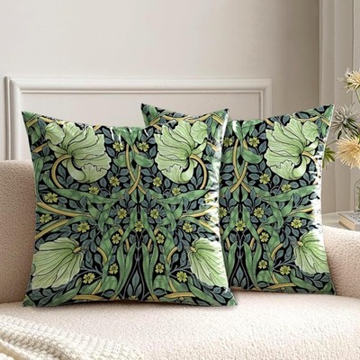 Kissenbezug William Morris 45x45cm grün Blattschmuck doppelseitiges Muster