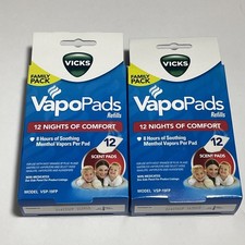 (2 CAJA) Reemplazos de almohadillas aromáticas de vapores de mentol Vicks TOTAL 24 ALMOHADILLAS