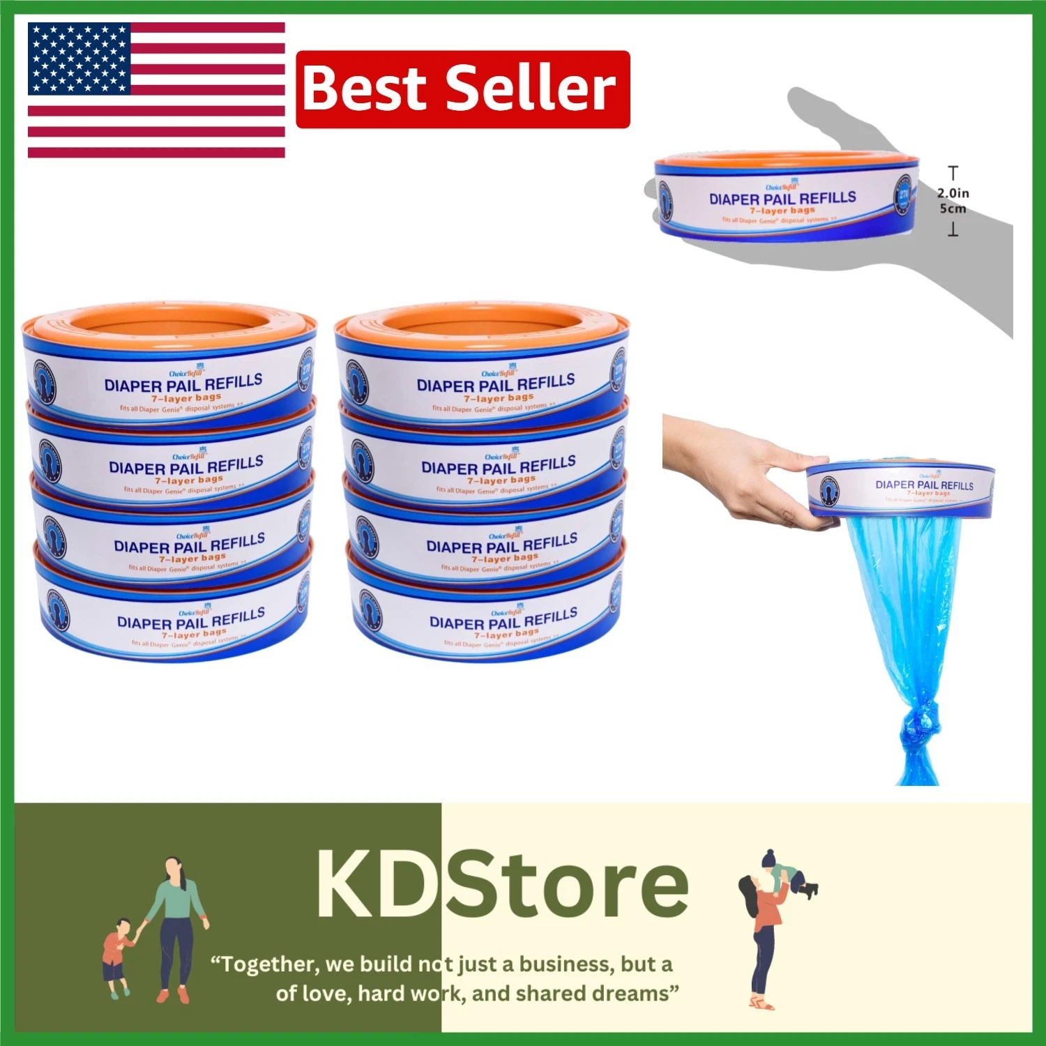 Diaper Genie Compatible Refills, Scent-Free 8-Pack - 2600 Count Convenience