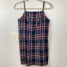 Urban Outfitters Womens S Blue & Red Plaid Slip Mini Dress Y2K Clueless Preppy
