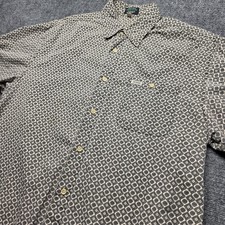 Vintage 90s Guess Jeans Mens Large Short Sleeve Button Shirt Geometric Charcoal