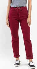 Judy Blue Jeans Women 18 Red Scarlett JB88727C Garment Dyed Pants Drawstring