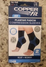 Copper Fit Ice Plantar Fascia Compression Sleeves 1 Pair Unisex Sz L / XL New..E
