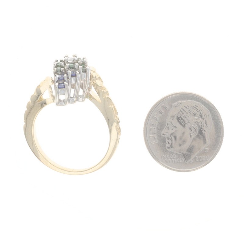 Yellow Gold Simulated Emerald Lab-Created Sapphir… - image 5