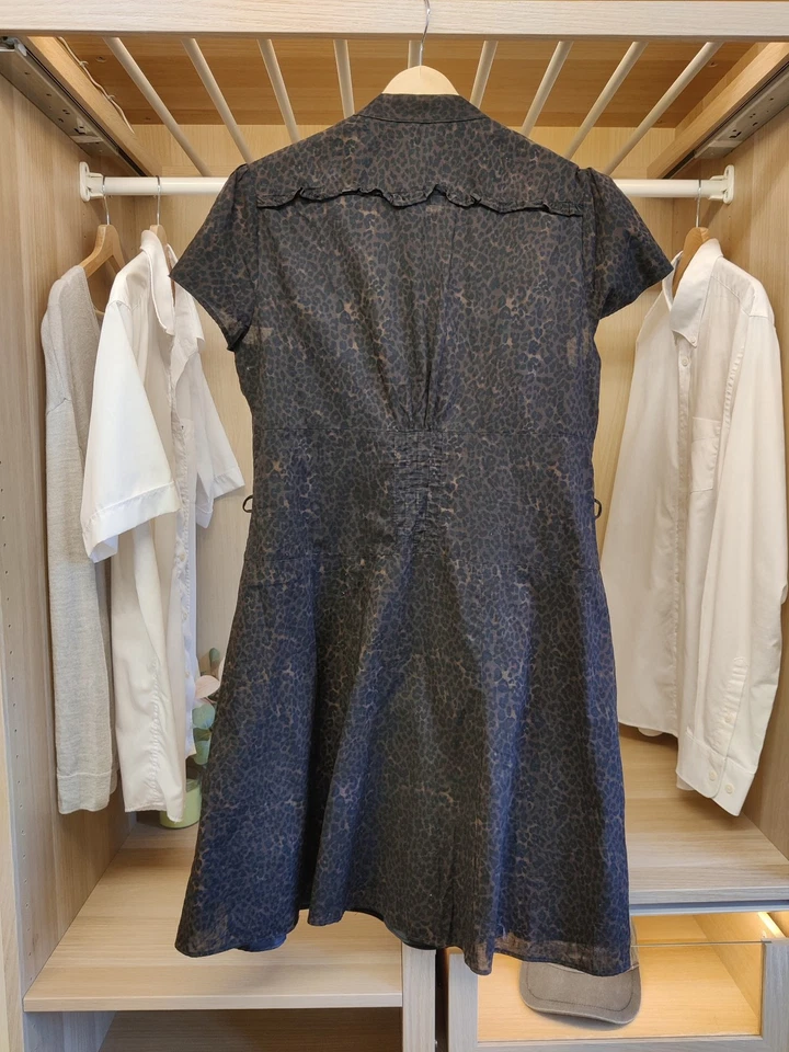 CAMISA DE VESTIR LAURA ASHLEY TALLA UK 14 MARRÓN/NEGRO MANGA CORTA ANIMAL PRINT MUJER Foto 3 de 4