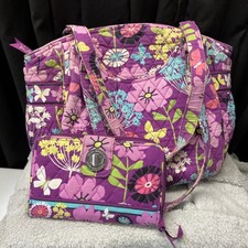 Vera Bradley Flutterby Print Purse Billfold Flowers/Butterflies Quilted