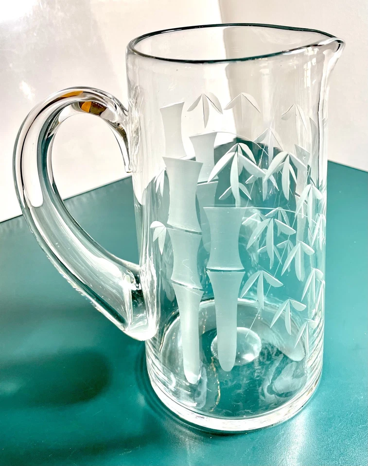 "Jarra de bebidas de vidrio profundo cónica de bambú Noritake Sasaki 8,3/8"" de colección" Foto 3 de 4