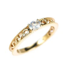 K10YG Moonstone Diamond Pinky Ring - Auth free shipping from Japan- Auth SELBY_J
