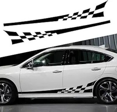 2PCS Universal Sports Stripe Lattice Totem Sticker DIY Car Decal Stripes Black