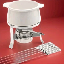 Chantal 1-3/4-Cup Ceramic Fondue Set, White