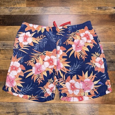 Tommy Bahama Swim Trunks Mens Medium Navy Flowers Relax Drawstring