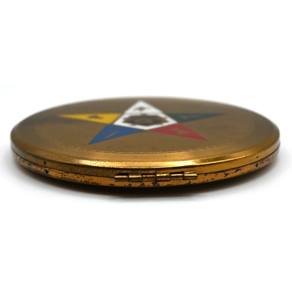 Vintage Dorset Fifth Avenue Compact 1950s Brass Enamel Eastern Star Fraternal