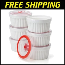 Sophisticated Set of 6 Stackable 8 oz Ramekins with Lids for Stylish Baking