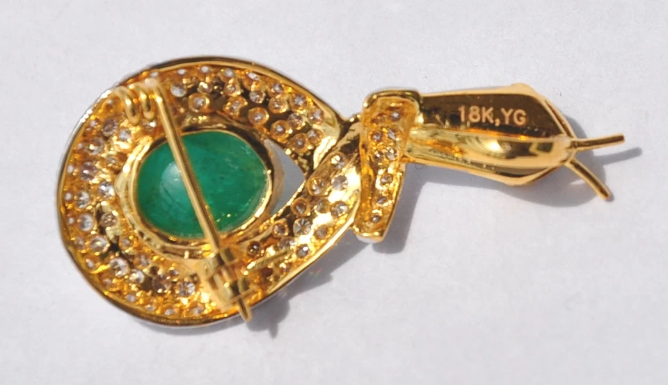 18KT AAA 7CT EMERALD 2.8CT DIAMOND SNAKE BROOCH COLLAR COLLIER HALSKETTE ネックレス - Image 2 of 4