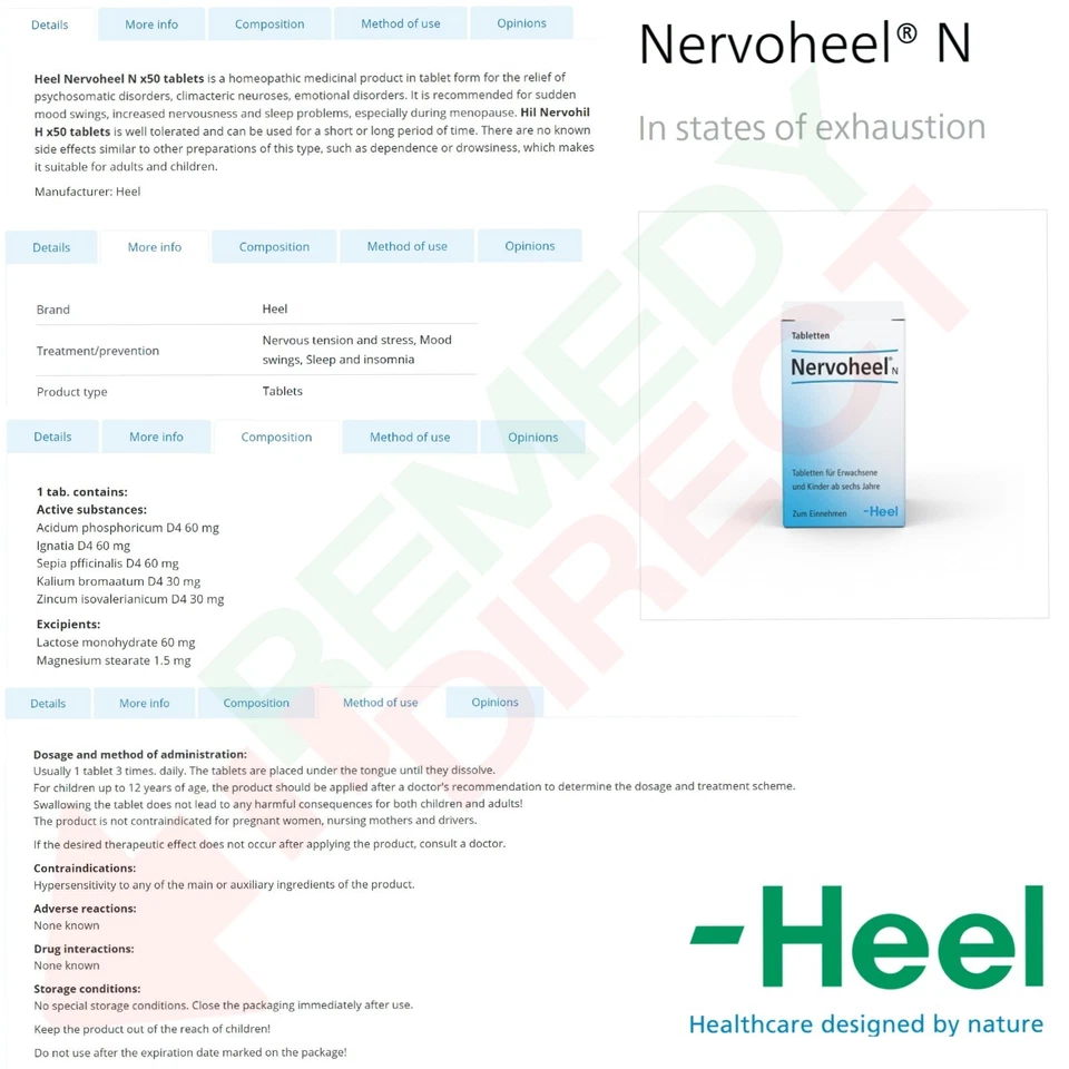 NERVOHEEL N Stress Relief, Nervousness, Sleeping Disorders, Mood Swings, 50 Tabs - Image 3 of 4
