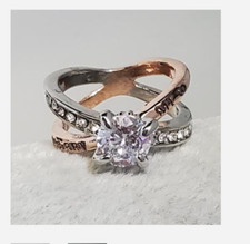 SILVER AND GOLD ENGAGEMENT STYLE RING GEMSTONE 4 5 6 7 8 9 10 11