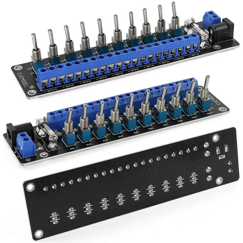 Evemodel 3V-24V DC Individual Toggle Switch Power Distribution Module 10 Channel - Image 2 of 4