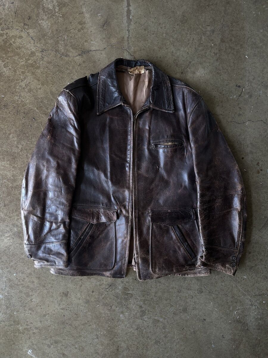 40's Front Quarter Horsehide Conmar Zip Men's Leather Jacket 40's Front Quarter Horsehide Conmar Zip Men's Leather Jacket