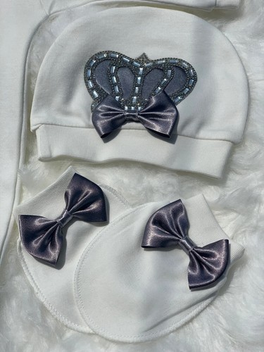 Newborn girl-boy coming home outfit/ Baby Girl-boy take home crown layette set - Picture 3 of 4