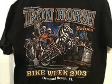 VINTAGE 2003 Iron Horse Saloon Bike Week Black T-Shirt Pre-Owned Adult Medium