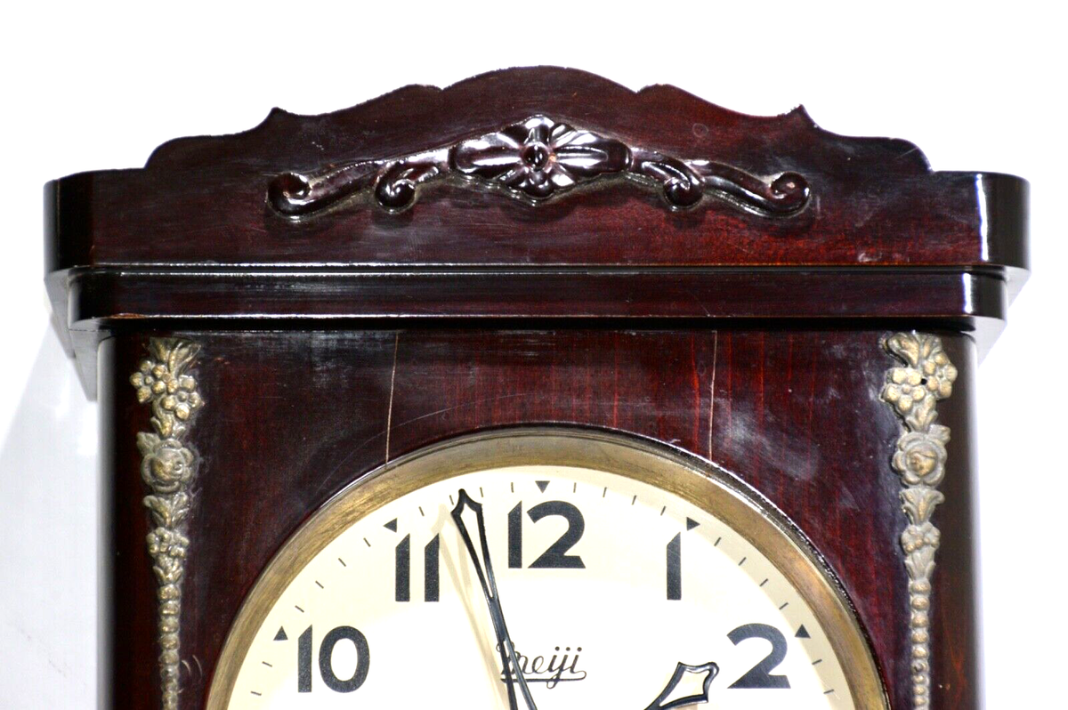 Vintage Key Wind Pendulum Striking Wall Clock Meiji Clock Company