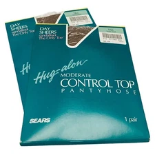 2 Pair Sears Vintage Hug-alon Control Top Pantyhose Tall Smoky Taupe Day Sheers