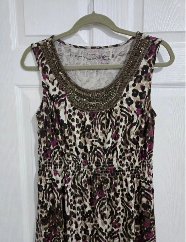 Платье макси Charter Club размер средний без рукавов анималистический принт вышитое - Изображение 3 из 4