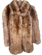 70s Vintage Fluffy Curly Brown Shearling Teddy Coat By Gil Bret - Designer Vtg