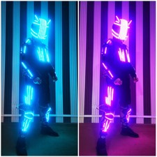 LED Robots Costume Suit DJ Party Show Glow Night Light Clothing Helmet Halloween