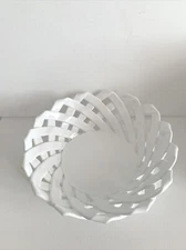 Primo'Gi Ceramic White Basketweave Bread Basket Fruit Bowl Italy 11 1/4"