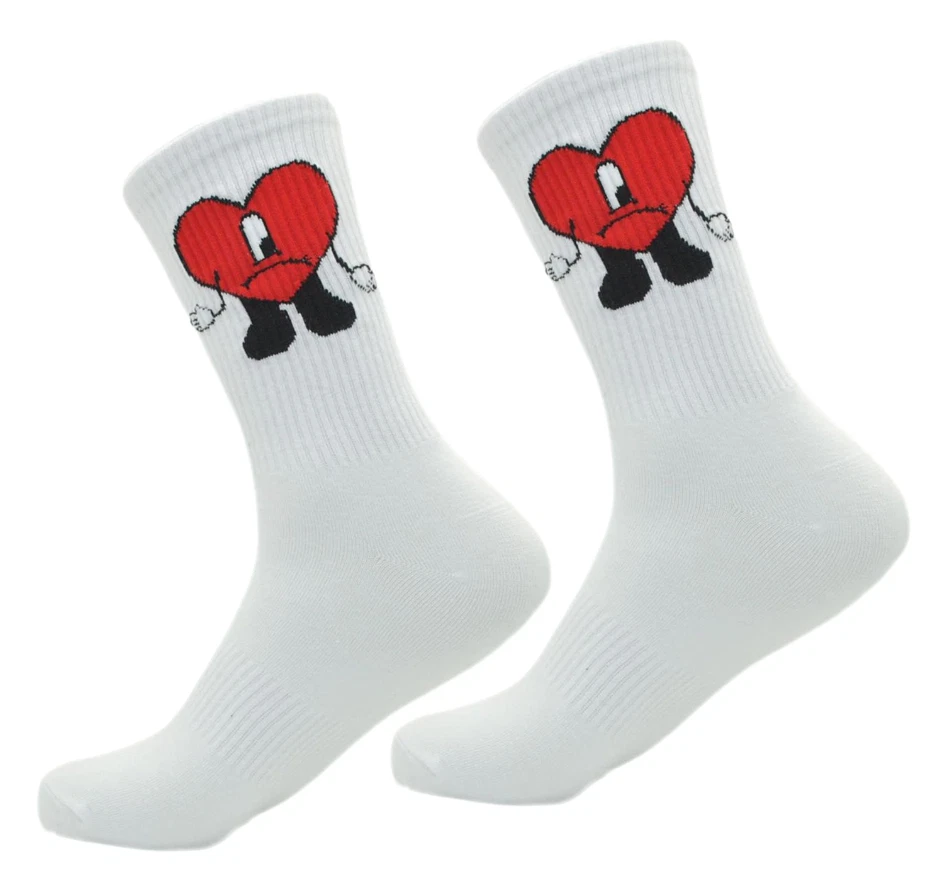 可爱坏兔子棉袜,坏兔子刺绣心形,中管长 — 第 4/4 张图片