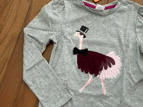 Gymboree Girls Gray Dancing Ostrich Top Shirt Tee Size 7 New with Tags - Picture 5 of 9