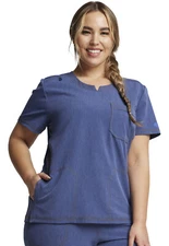 Heather Navy Dickies Scrubs Dynamix Notch Neck Top DK842 HTNA