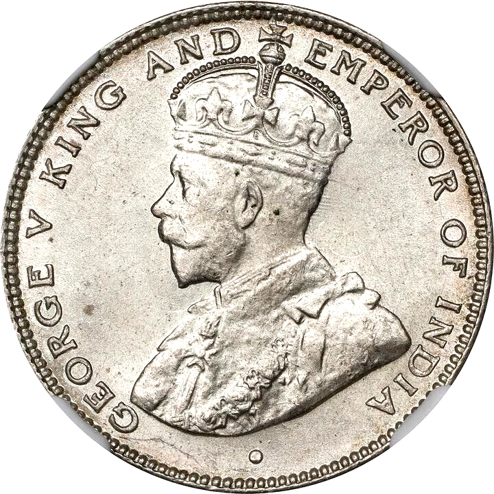1916 B Straits Settlements 20 Cents, NGC MS 64, Lustrous
