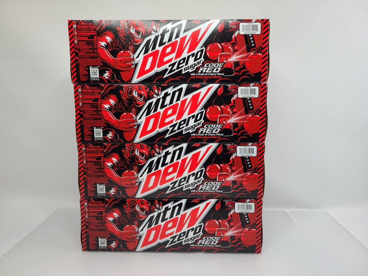 48 Cans Code Red Zero Sugar Mountain Dew - 4 Packs of 12