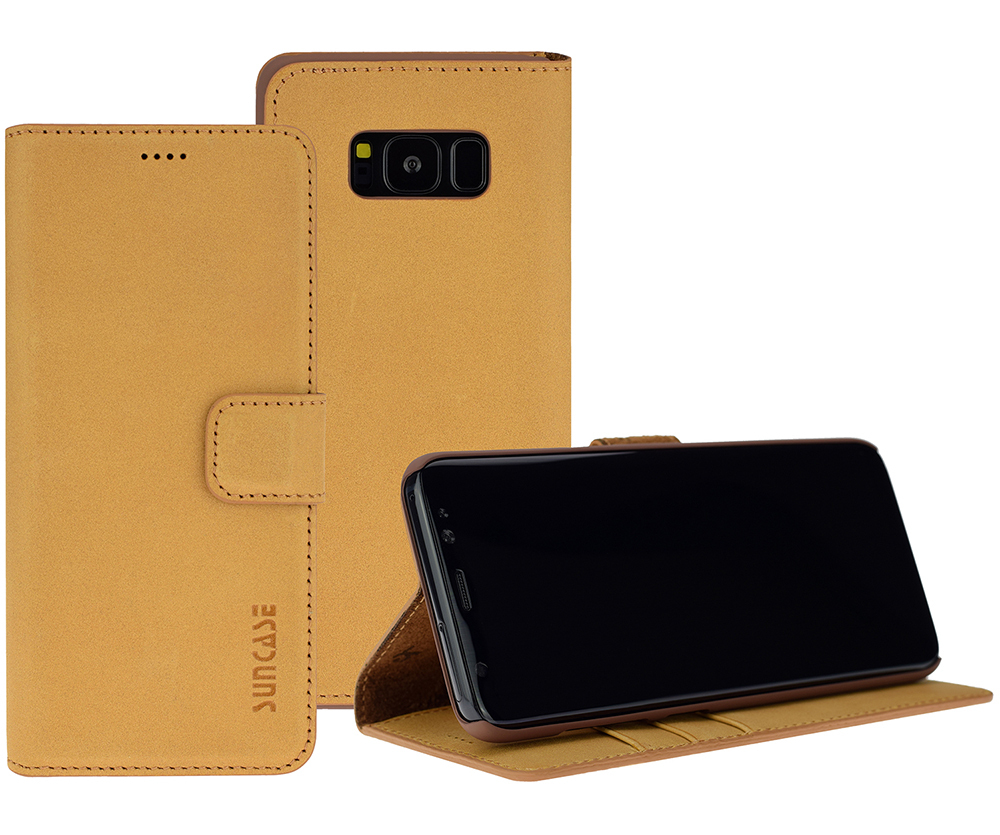 Exklusive Klapp Handytasche Ledertasche Antik Camel für Samsung Galaxy S8  Plus - Main Image