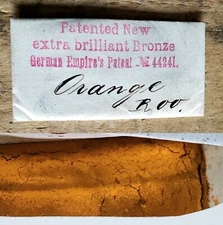 Antique GERMAN EMPIRE Brilliant Bronze Powder ORANGE ROO Metallic Dust Pigment