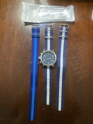 Nixon 51-30 chrono Sliver & Blue With (2) New Extra Bands