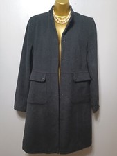 Jane Norman Size 14 Dark Grey / Charcoal Wool (80%) Mix Mid Length Winter Coat.