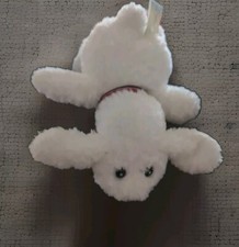    White Floppy Ears Soft Puppy Dog Plush Stuffed Animal Toy Christmas Ribbon 9  