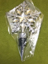 6" Crystal Star Snowflake Bottle Stopper NEW