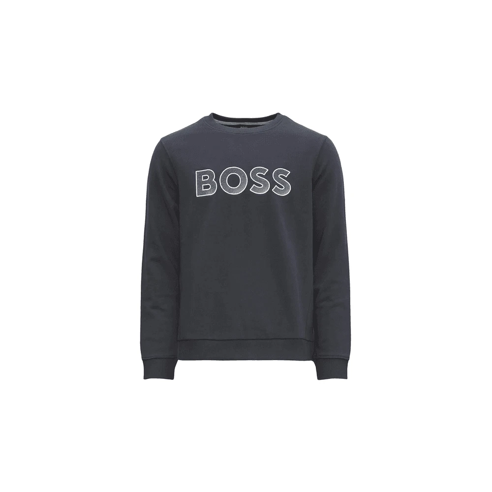 Hugo Boss Salbo Logo Print Slim Fit Navy Sweatshirt